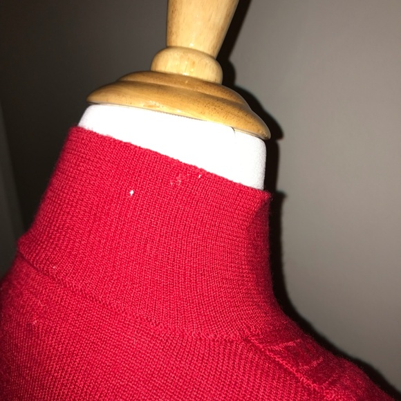 Vintage 1980s Red Comfy Wool MockNeck Sweater - Picture 5 of 6